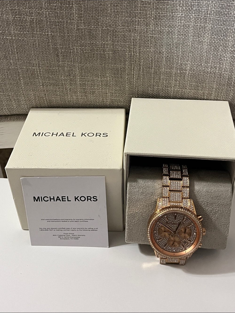 Michael Kors Rose Gold Crystal-Embellished Bracelet Watch